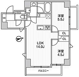 ライトハウス元浅草 2LDKの間取図画像