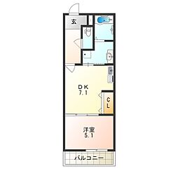 JR阪和線 杉本町駅 徒歩3分の賃貸アパート 3階1DKの間取り