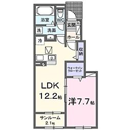カーサフィオーレ 1LDKの間取図画像