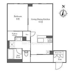THE ARBUTUS HILLS KAKINOKIZAKA 1LDKの間取図画像