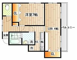 サンビレイ3 2階1LDKの間取り