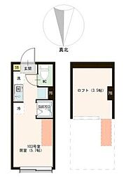 仮称若宮二丁目 1階ワンルームの間取り