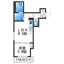 大阪市東住吉区照ケ丘矢田3丁目アパート 1LDKの間取図画像