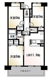 グランビューヒルズ 4階3LDKの間取り