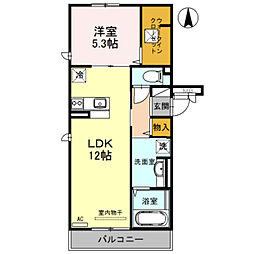フェルメ天美 1LDKの間取図画像