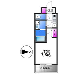 ファーストフィオーレ長田グランディール 9階1Kの間取り