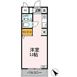 クリスタルハイツ相模台 1Kの間取図画像