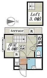 メイコーハイツ坂戸 1階1Kの間取り