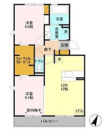 グランドゥール高柳A 2LDKの間取図画像