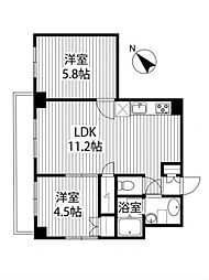 シャンボール相模原 2LDKの間取図画像