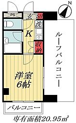 アベニール誠晃 1Kの間取図画像