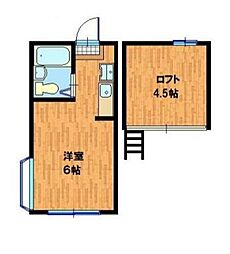 スパークルハイツ 2階ワンルームの間取り