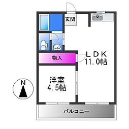 コーポみその 1LDKの間取図画像