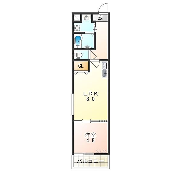 大阪府大阪市住吉区千躰２丁目(賃貸アパート1LDK・1階・32.48㎡)の写真 その2