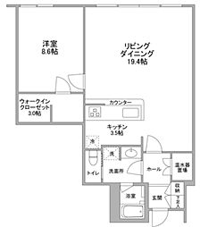 渋谷プロパティータワー 13階1LDKの間取り