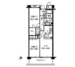 甲子園六石町ハイツ 2LDKの間取図画像