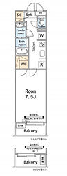 蕨市中央3丁目マンション 1Kの間取図画像