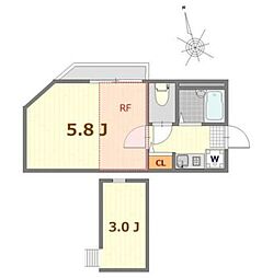 Fontaine尾久 3階1Kの間取り