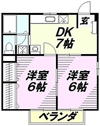 ベルグハウゼ 2階2DKの間取り