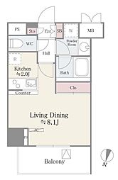 パークサイド湯島台 1Kの間取図画像