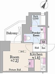グランハイツ曙橋 2階1Kの間取り