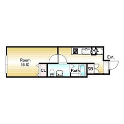 EXFORTITABASHI 1Kの間取図画像