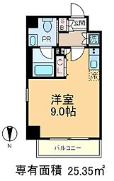 ヴァレッシア尾久シティII 3階ワンルームの間取り