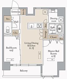 JMF-Residence蔵前鳥越 2LDKの間取図画像