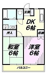 メゾンソレイユ 2階2DKの間取り