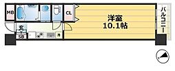 JR東海道・山陽本線 三ノ宮駅 徒歩8分の賃貸マンション 10階1Kの間取り