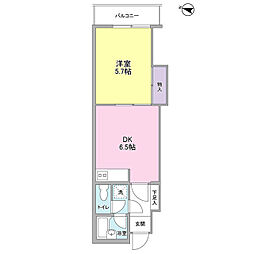 目黒ガーデン 1DKの間取図画像