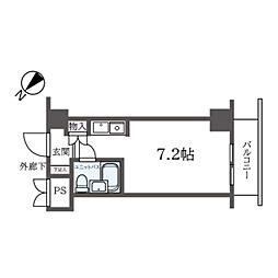 パークノヴァ横浜弐番館 ワンルームの間取図画像