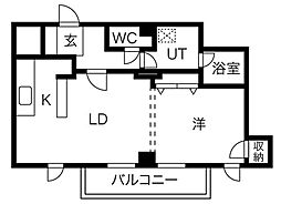 ダイヤハイツ松庵 3階1LDKの間取り