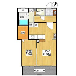 ボヌール2 1LDKの間取図画像