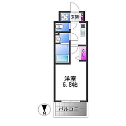 近鉄けいはんな線 長田駅 徒歩3分の賃貸マンション 14階1Kの間取り