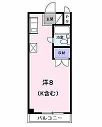 ウインク松木1 5階ワンルームの間取り