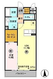 メルヴェーユ三郷中央C 1LDKの間取図画像