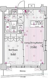ガーラヒルズ品川下神明 1LDKの間取図画像