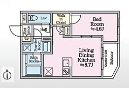 アイルグランデ赤羽 2階1LDKの間取り