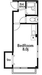 ユニオンパレス根岸 3階ワンルームの間取り