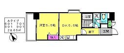 ソルージュ山手 1DKの間取図画像