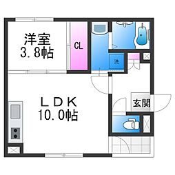 ハーモニーテラスS住之江 1LDKの間取図画像