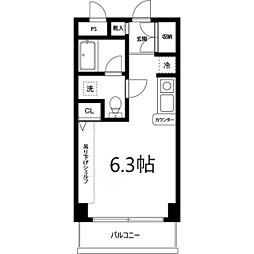 清水ビル　フラワーコート 4階ワンルームの間取り