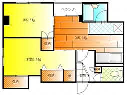堺フェニックス 2DKの間取図画像