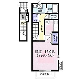 ソルレヴェンテ ワンルームの間取図画像