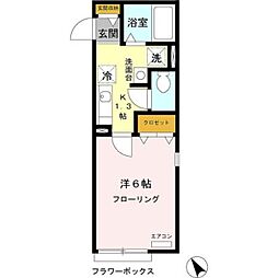 セントラル武蔵野 2階1Kの間取り