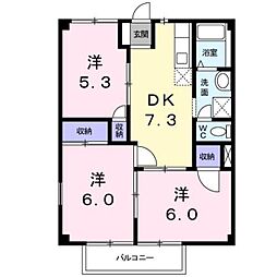 ハイツ.イチハラB 3DKの間取図画像