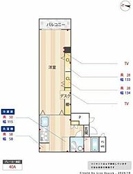 トーカン新宿第2キャステール 1Kの間取図画像