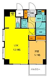 ダイナシティ文京根津 6階1LDKの間取り