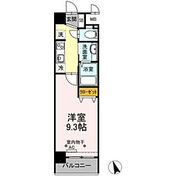 PLUM VILLAGE 2階1Kの間取り